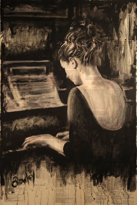 The Pianist, Piano Art, Newspaper Art, Music Drawings, Modern Artwork, Art Drawings Sketches, Art Music, Emerging Artists, Portrait Art