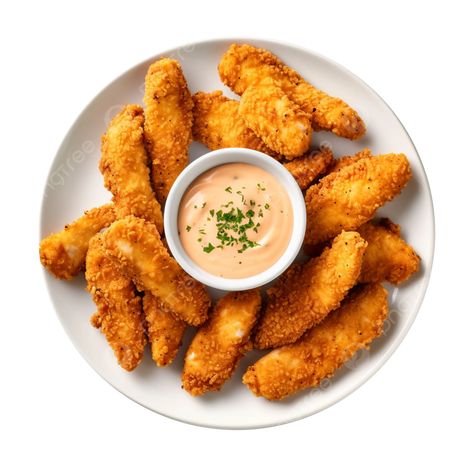 a plate of succulent chicken tenders perfectly golden and crispy chicken tenders fast food meal pn Fast Food Images, Crispy Chicken Tenders, Food Flyer, Chicken Strips, Food Pics, Cute Chickens, Food Vids, Food Poster Design, Transparent Image