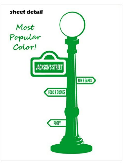 Street sign post Sesame Street Lamp Post, Sesame Street Sign, Sesame Street Signs, Street Lamp Post, Elmo Party, Sesame Street Party, Street Mural, Good Color Combinations, Birthday Party Planning