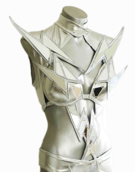 Struck By Lightning Costume, Lightning Themed Outfit, Metallic Silver Costume, Lightning Inspired Fashion, Lightning Bolt Outfit, Lightning Costume, Silver Futuristic Outfit, Lightning Bolt Costume, Lightning Fashion