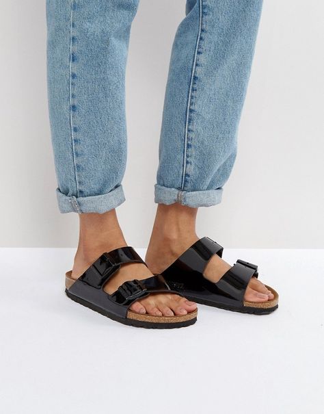 Birkenstock Arizona Birko Black Patent Flat Sandals #affiliate Black Birkenstocks, Birkenstock Birkenstock, Girls Stuff, Black Strappy Sandals, Cool Summer Outfits, Minimalist Shoes, Birkenstock Sandals, Birkenstock Arizona, Sandal Fashion