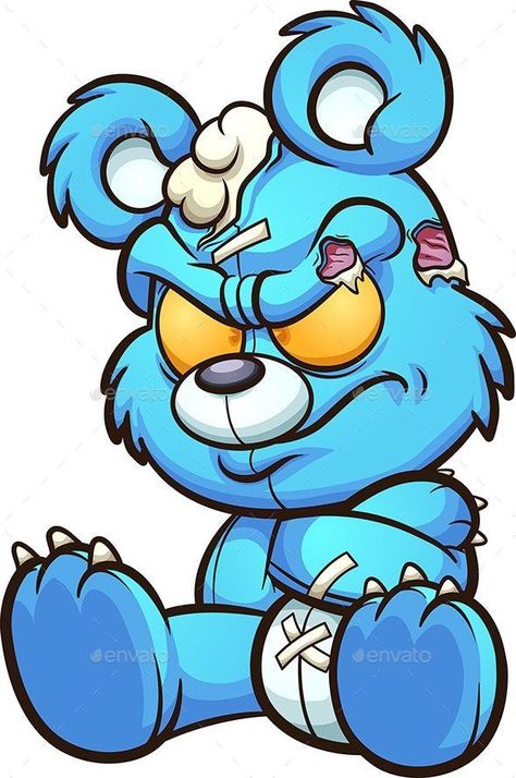 Angry Teddy Bear, A Cartoon, Premium Vector, Teddy Bear, Blue, Art