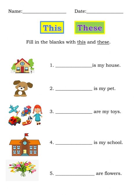 This And These Worksheets, This These Worksheets, This And That Worksheet Kids, English Conversation For Kids, English To Hindi, Kids Worksheet, English Grammar Exercises, English Grammar For Kids, Cvc Words Kindergarten