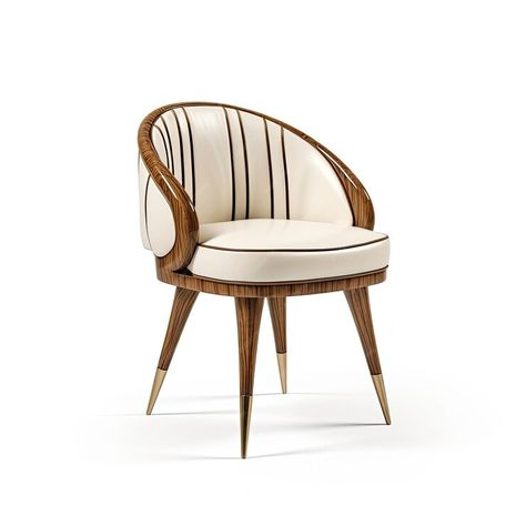 Premium Photo | Dining modern Chairs are equipped with brown and white striped upholstery on white background Stripe Dining Chairs, Striped Upholstery, Dining Design, Romantic Wedding Decor, House Restaurant, Interior Furniture, Modern Chairs, Textures Patterns, White Stripe