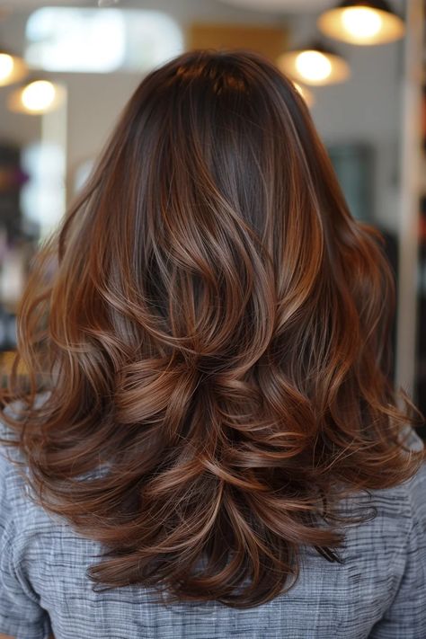 35 Brown Cinnamon Hair Color Ideas That Look Amazing On Everyone Brown Cinnamon Hair, Brown Cinnamon Hair Color, Cinnamon Brown Hair Color, Cinnamon Hair Color, Cinnamon Brown Hair, Cinnamon Balayage, Auburn Hair With Highlights, Dark Burnt Orange, Cinnamon Hair Colors