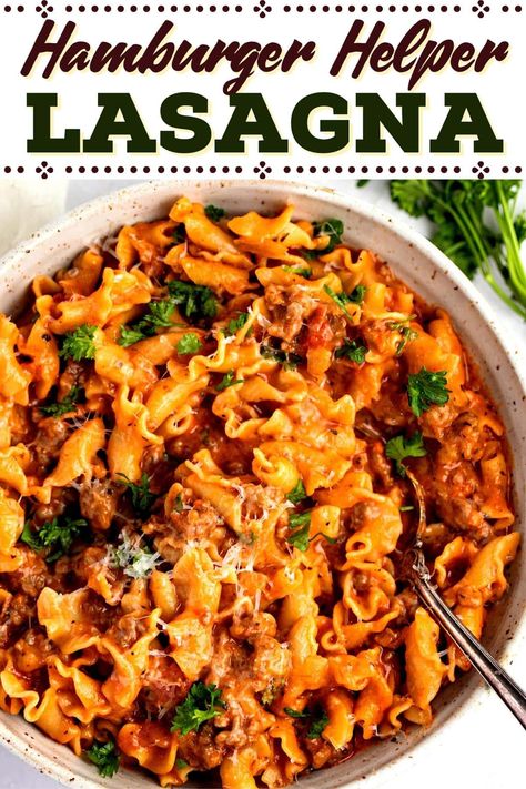 Hamburger Helper Casserole, Lasagna Hamburger Helper, Hamburger Helper Lasagna, Ground Beef For Dinner, Lasagna Homemade, Italian Pastas, Hamburger Helper Recipes, Hamburger Casseroles Recipes, One Pan Dinners