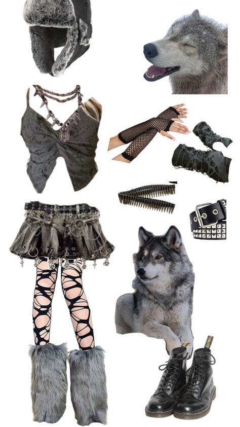 Werewolfcore Outfit, Wolf Aesthetic Outfit, Werewolf Aesthetic Outfit, Werewolf Outfit, Wolf Core, Therian Outfits, Armin Alert, Wolf Outfit, Werewolf Costume