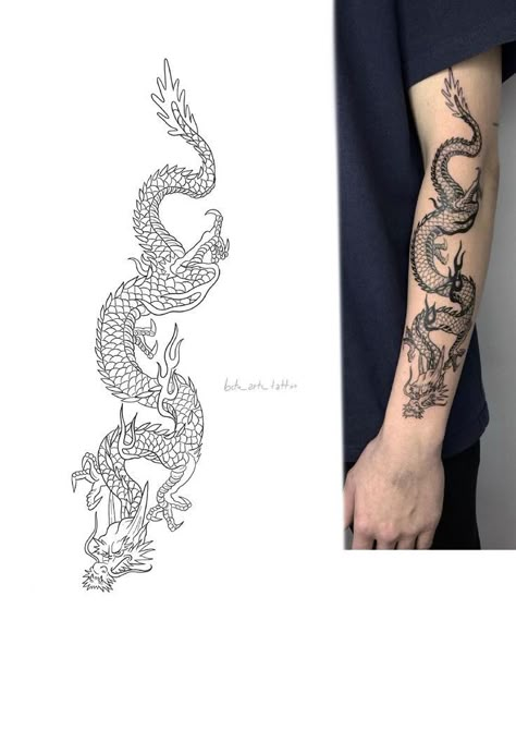 Dragon Tattoo Forearm, Dragon Hand Tattoo, Dragon Tattoo Stencil, Dragon Tattoo Arm, Dragon Tattoos For Men, Around Arm Tattoo, Dragon Tattoo Art, Chinese Dragon Tattoos, Simple Tattoos For Guys