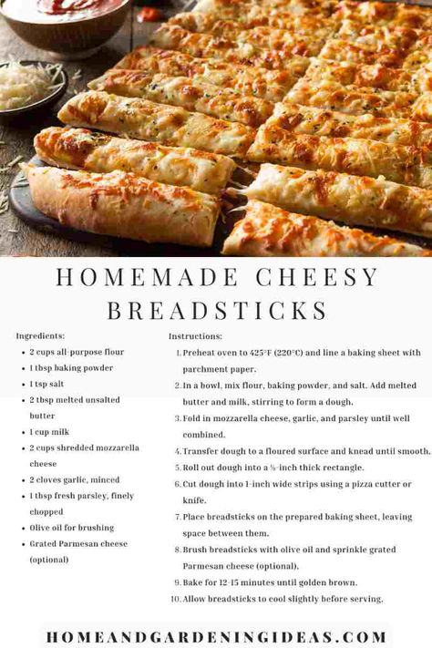 Easy Food Recipes To Make At Home, Homemade Breadsticks Easy, Breadsticks With Pizza Dough, Homemade Fast Food Recipes, How To Make Garlic Bread, Quick Breadstick Recipe, Homemade Cheesy Bread, Homemade Bread Sticks, Dinner From Scratch