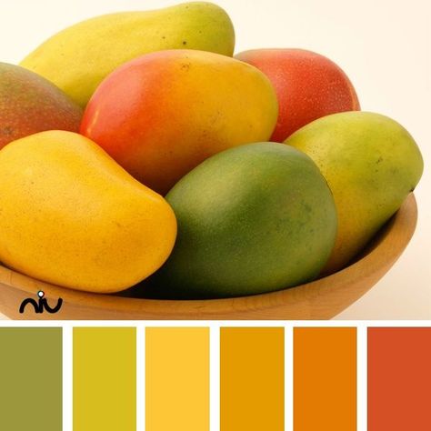 Color Palettes In addition to the layering of colors to achieve an aged look, custom colors can be made by mixing. Description from pinterest.com. I searched for this on bing.com/images Food Colors Palette, Kitchen Color Palettes, Mango Color, Palettes Color, Pantone Colour Palettes, Blue Apple, Chameleon Color, Palette Design, Color Schemes Colour Palettes