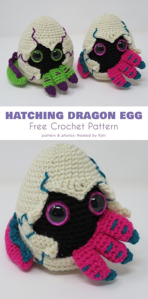 Hatching Dragon Egg Free Crochet Pattern Crochet Horror, Alternative Crochet, Horror Crochet, Geek Crochet, Crochet Skull Patterns, Dragon Crochet, Crochet Dragon Pattern, Crochet Skull, Easter Crochet Patterns