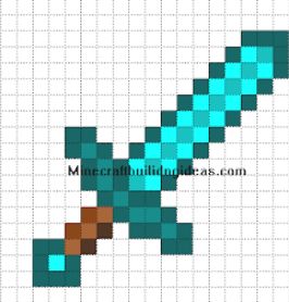 Minecraft Pixel Art Templates: Diamond sword Minecraft Pixel Art Templates, Diy Minecraft Birthday Party, Melt Beads Patterns, Diy Minecraft, Minecraft Birthday Party, Pixel Art Templates, Art Templates, Minecraft Birthday, Minecraft Pixel Art