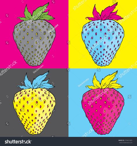 Pop Art Food, Andy Warhol Pop Art, Strawberry Art, Whimsical Art Paintings, Gcse Art Sketchbook, Pop Art Drawing, Round Robin, Kids Art Class, Gcse Art