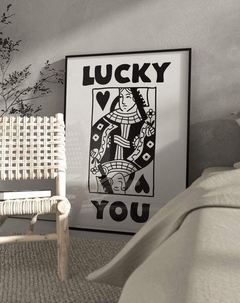 Queen Of Hearts Poster, Hearts Poster, Ace Of Hearts Wall Art, Aesthetic Print, Heart Poster, Poster Aesthetic, Print Black And White, Lucky You, Trendy Home Decor