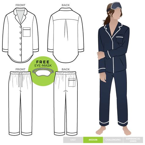 Pijama Sets For Women, Pajama Set Pattern Sewing Free, Pajama Sewing Pattern Women, Pyjama Sewing Pattern Women, Pyjama Set Sewing Pattern, Women’s Pajama Pattern, Pattern Pajamas, Womens Pj Sets, Women's Sewing Patterns