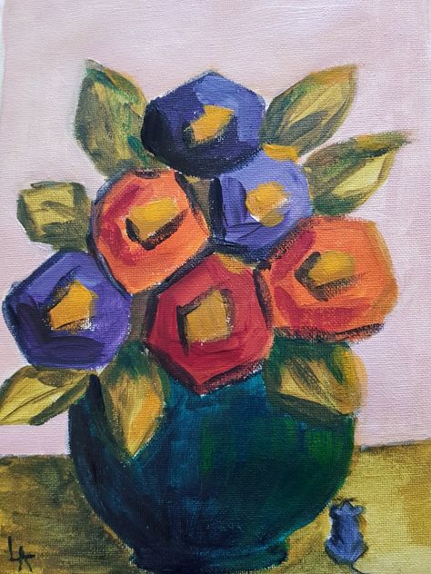 Emil Nolde Paintings Flowers, Patti Mollica, Flower Vase Oil Pastels, Expressionism Flowers, Flower Vase Painting Acrylic Still Life, Abstract Flowers In Vase Painting, Painting Sunflowers, Cactus Paintings, Folk Art Flowers