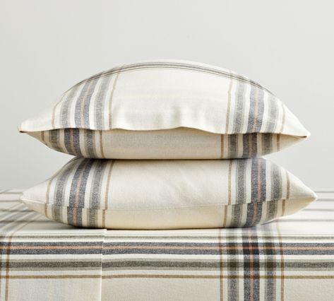 Logan Plaid Flannel Pillowcases - Set of 2 | Pottery Barn Camping Room, Holiday Bed, Ski Condo, Plaid Bedding, Flannel Bedding, L King, Ski House, Boys Bedding, Lodge Style