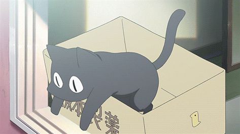 Anime Cat, Black Cat, Gif, Anime, Black