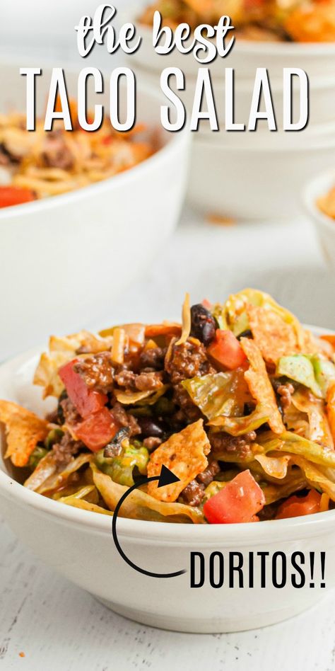 Dorito Salad, Best Taco Salad, Dorito Taco Salad, Dorito Taco Salad Recipe, Taco Salad Recipe Healthy, Dorito Taco, Easy Taco Salad Recipe, Taco Salad Dressing, Taco Salad Doritos