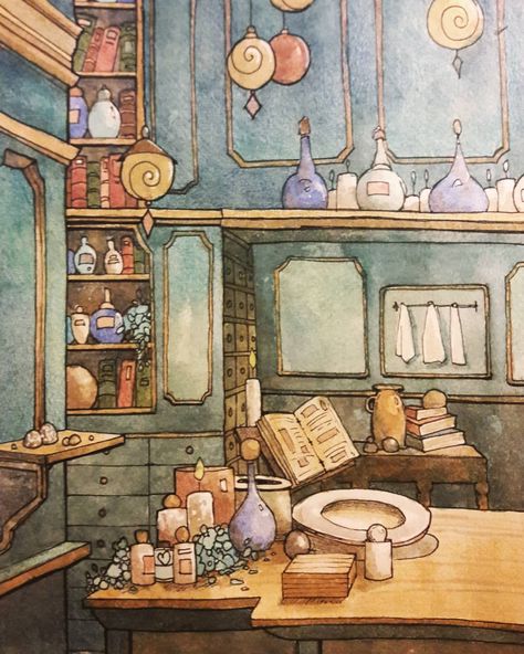 Audrey Rvn on Instagram: “11. Witch's potion shop #inktoberworlds @rhemrev First attempt to draw a home interior ! #inktober2020 #inktober #dailysketch…” Potion Shop, Witchy House, Witch Room, Channel Ideas, Kitchen Drawing, Witch Potion, Witch Shop, House Illustration, Aesthetic Ideas