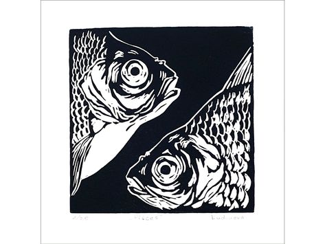 Linocut Artists, Animal Line Drawings, Woodblock Printmaking, Heron Art, Woodcut Art, Lino Art, Linocut Art, Fish Wall Art, Printmaking Art