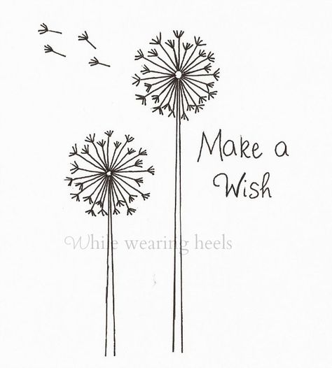 Flores Dandelion Embroidery Pattern, Dandelion Embroidery, Make A Wish Dandelion, Wish Dandelion, Dandelion Drawing, Pola Topi, A Dandelion, Pola Sulam, Paper Embroidery