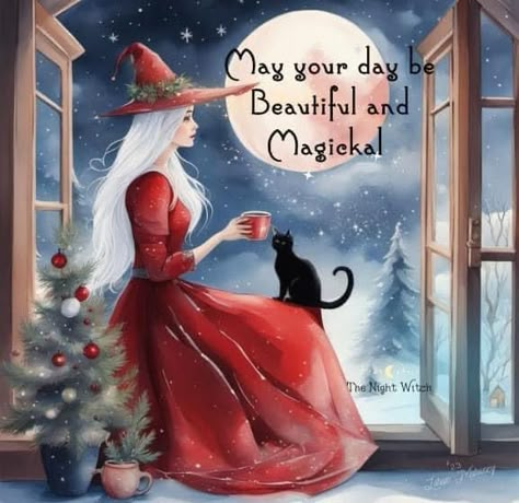 Witchy Printables, Snow Witch, Witch Artwork, Witch Lovers, Witches Be Crazy, Christmas Witch, Yule Celebration, Night Witches, Witch Pictures