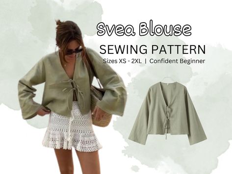 Flowy Shirt Pattern, Linen Blouse Sewing Pattern, Summer Outfits Sewing Patterns, Sewing Patterns Long Sleeve Tops, Sewing Pattern Sweater, Cute Easy Sewing Patterns, Sew It Yourself, Diy Clothes Patterns For Women, Cute Top Sewing Patterns