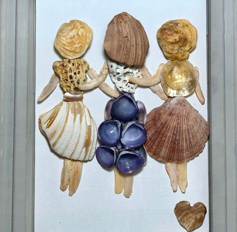 Beach Finds - Sisters… commissioned pic made from my... | Facebook Shell People, Sea Inspired Art, Shell Artwork, Seashell Art Diy, Sea Glass Art Diy, Stone Pictures Pebble Art, Sea Glass Art Projects, Art Coquillage, Seashell Wall Art