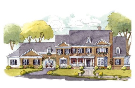 WANT!!! Americana Style Home, Modern Colonial House, Porch Supports, Colonial House Exteriors, Colonial Style House Plans, Colonial House Plans, Modern Colonial, Sims 4 House Plans, Colonial Design