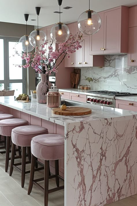 Pink French Country Kitchen, Pink Kitchen Designs, Beach Property, Kitchens Ideas, 2024 Kitchen, Kitchen Makeovers, Pink Bedroom Decor, Pink Room Decor, Pink Kitchen