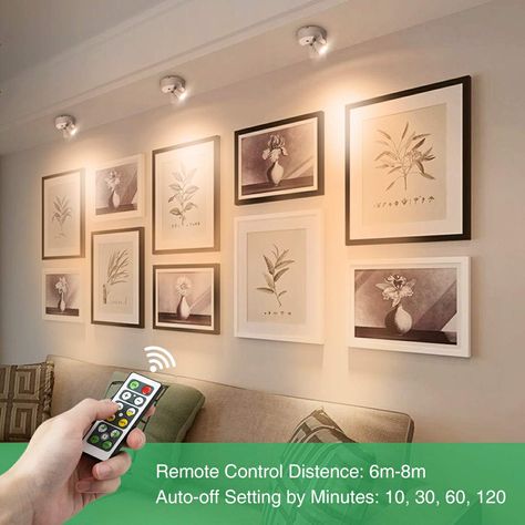 Battery Ceiling Lighting, Puck Lights On Ceiling, Battery Operated Lights Living Room, No Electricity Lighting Ideas, Wireless Lighting Ceilings, Battery Operated Chandelier, Battery Powered Lights, Wireless Lighting, Accent Lights