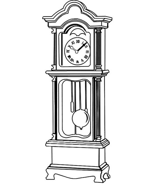 Grandfather Clock Beautiful Fretwork Coloring Pages : Color Luna Woodworking Clock Projects, Old Grandfather Clock, Grandfather Clock Tattoo, Grandfather Tattoo, Clock Drawings, September Wallpaper, Clock Template, Clock Icon, Clock Tattoo