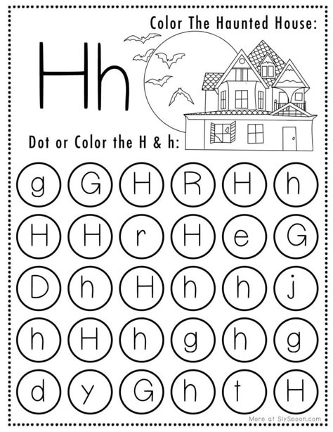 H Preschool Worksheets, Preschool Letter H Activities, H For Halloween, Letter H Preschool Activities, Language Arts Preschool, Letter H Activity, Letter H Preschool, Letter H Worksheet, Letter H Activities For Preschool