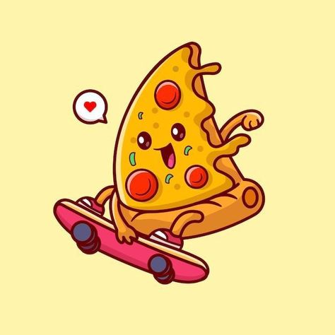 Pizza Cartoon Illustrations, Cute Pizza Drawing, Pizza Art Illustration, Pizza Mural, Pizza Vector Illustration, Pizza Doodle, Pizza Character, Skateboard Cartoon, Engineer Cartoon