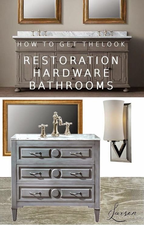 Restoration Hardware Bathroom Vanity, Restoration Hardware Bathroom, Restoration Hardware Vanity, Hardware Restoration, Baths Interior, Powder Room Decor, Large Bath, Large Baths, Last Christmas