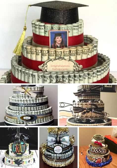 I'm super serious about giving AMAZING gifts and these money cakes are the coolest way to give cash gifts for graduation! I'm so happy I found these ideas for giving gift cards and money gifts to high school and college grads  https://www.smartfundiy.com/graduation-money-gift-ideas/ #smartfundiy #graduation #giftcard #moneygift #money #cash #giftideas Money Graduation Cake, Money Cakes For Graduation, Graduation Money Gifts For High School, Diy Graduation Money Gift Ideas, College Graduation Money Gift Ideas, High School Graduation Money Gift Ideas, Graduation Cash Gift Ideas, How To Make A Money Cake, Grad Money Gift Ideas