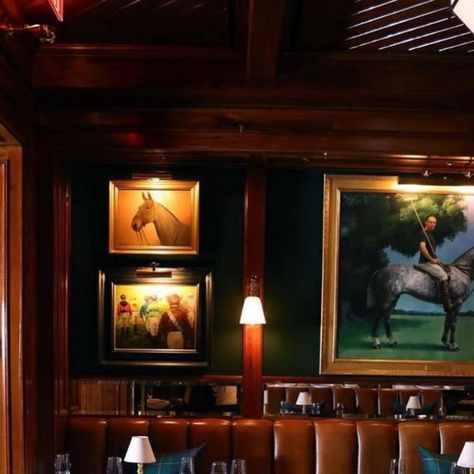 The Polo Bar on Instagram: "From The Polo Bar Art Collection— John Wodehouse on his Polo Pony by Kenneth Hauff. Oil on canvas details the walls of #ThePoloBar accompanied by Henry Koehler and Mabel Hollams." Corner Booth, Polo Bar, Nyc Travel Guide, Nyc Bars, New York Travel Guide, Polo Pony, Restaurant Menu Design, Architecture Poster, Bar Art