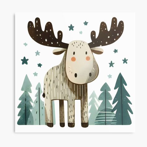 Get my art printed on awesome products. Support me at Redbubble #RBandME: https://www.redbubble.com/i/metal-print/Cute-Watercolor-Moose-by-WanderlustCoCo/164725704.0JXQP?asc=u Watercolor Moose, Moose Illustration, Family Quilt, Cute Watercolor, A Metal, Moose, Art Style, Folk Art, Metal Prints