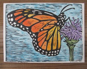 Hibiscus Linocut, Butterfly Lino Print, Bug Block Print, Monarch Butterfly Linocut, Woodcut Butterfly, Woodcut Art, Lino Art, Art Drawings Sketches Pencil, Nature Artwork