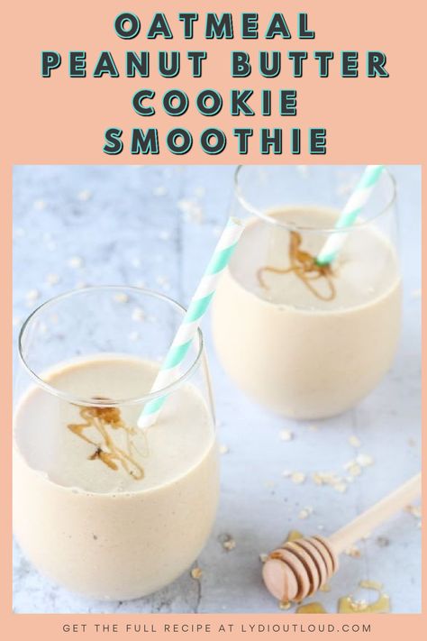 This delicious Oatmeal Peanut Butter Cookie Smoothie tastes like a dessert but it's actually good for you! #smoothies #smoothierecipes #nutribullet Oatmeal Cookie Smoothie, Cookie Smoothie, Brown Sugar Oatmeal Cookies, Protein Clean Eating, Meal On The Go, Delicious Oatmeal, Oatmeal Peanut Butter, Iced Oatmeal Cookies, Snacks Fruit