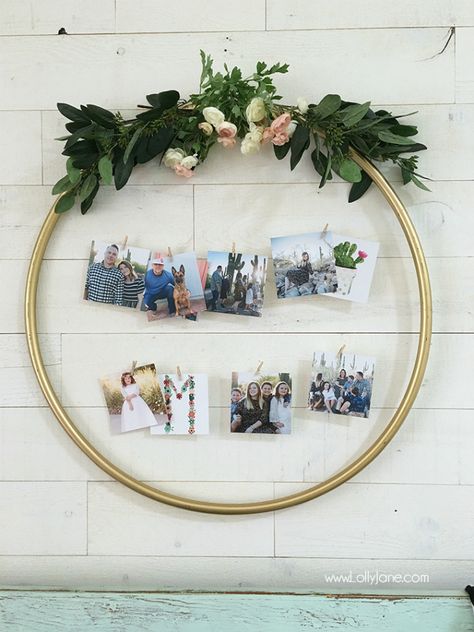 DIY Hula Hoop Photo Display | Check out this easy hula hoop photo display idea! Such a creative way to display pictures with unique items! Diy Hula Hoop, Bridal Shower Pictures, Halloween Appetizers Easy, Diy Photo Display, Halloween Party Appetizers, Appetizers For Kids, Spooky Halloween Party, Hoop Projects, Halloween Appetizers