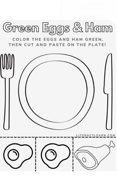 Green Eggs And Ham Snack Ideas, Preschool Compound Words Activities, Green Eggs And Ham Preschool Craft, Green Egg And Ham Activities, Green Eggs And Ham Activities Preschool Crafts, Free Green Eggs And Ham Printable, Green Eggs And Ham Coloring Page, Dr Suess Green Eggs And Ham Printables, Dr Seuss Crafts Green Eggs And Ham