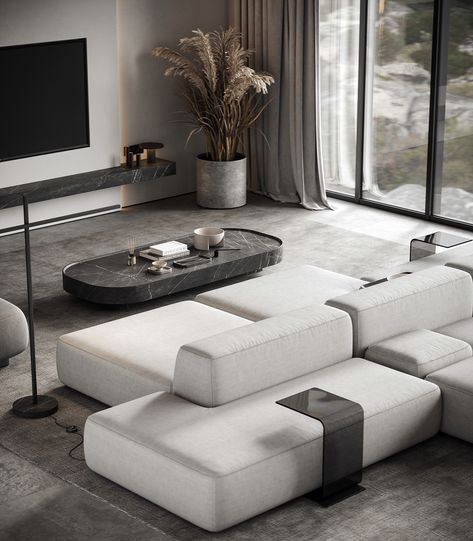 Modular Sofa Living Room, Modern Grey Living Room, Sofa Layout, Modular Sofa Design, Luxury Home Design, Minimalist Living Room Design, Golden Hill, Corner Sofa Set, Sofa Sets