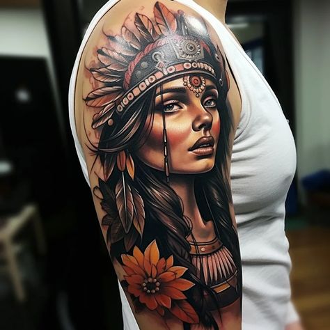 I will draw traditional tattoo style artwork Aztec Girl Tattoo, Draw Traditional Tattoo, Aztec Princess Tattoo, Indian Skull Tattoos, Azteca Tattoo, Father Tattoos, Native American Tattoo, Native American Tattoos, Indian Skull