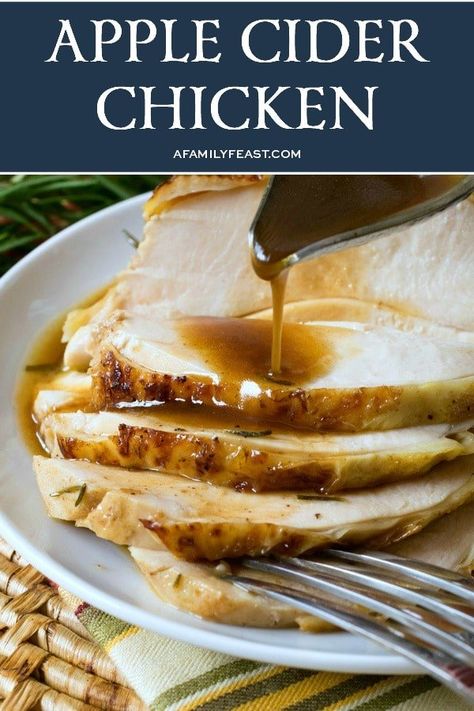 This Apple Cider Chicken is tender, juicy, and infused with the delicious flavors of fresh apple cider. Brined Chicken Breast, Apple Cider Chicken, Apple Cider Pork Chops, Cider Chicken, Spiced Apple Cider Recipe, Vegan Cheese Sauce Recipe, Slow Cooker Apple Cider, Brined Chicken, Feast Recipes