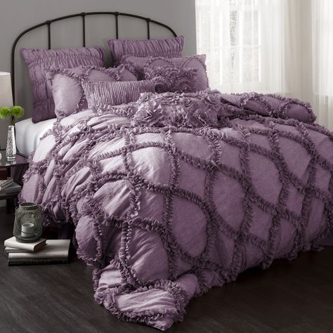 Doona Covers, Ruffle Comforter, Purple Comforter, Purple Bedroom, Lush Decor, Ruffle Bedding, Shabby Chic Bedrooms, King Comforter Sets, Queen Comforter Sets