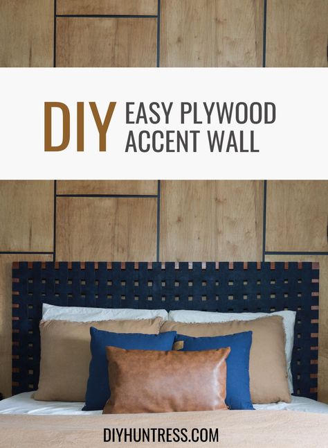 Plywood Accent Wall, Diy Huntress, Easy Diy Home Improvement, Repurposed Pallet Wood, Plywood Wall, Plywood Walls, Wood Putty, Diy Accent Wall, Wall Diy