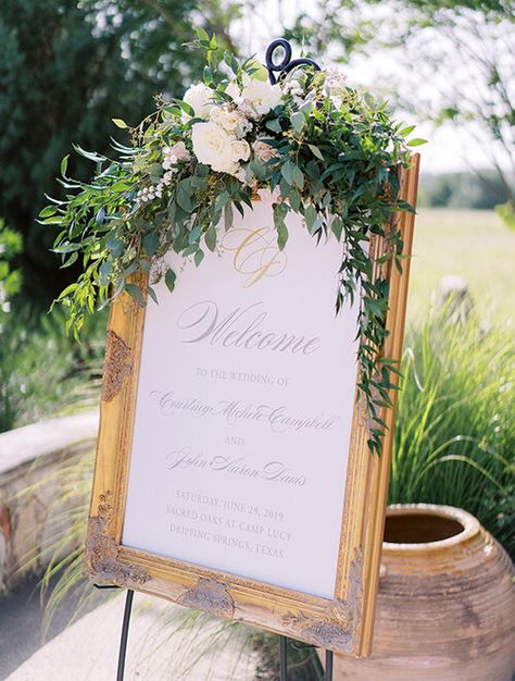 Welcome Sign Wedding Frame, Framed Welcome Sign Wedding, Romantic Wedding Welcome Sign, Wedding Welcome Sign Elegant, Wedding Welcome Sign Frame, Wedding Day Signage, Tulsa Wedding, French Country Wedding, Gold Wedding Signs