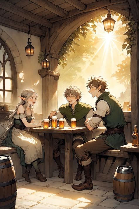 Anime Tavern, Tavern Drawing, Fantasy Tavern, Animation Storyboard, Pretty Artwork, Elf Art, Illustration Story, Fantasy Concept Art, Fantasy Landscape